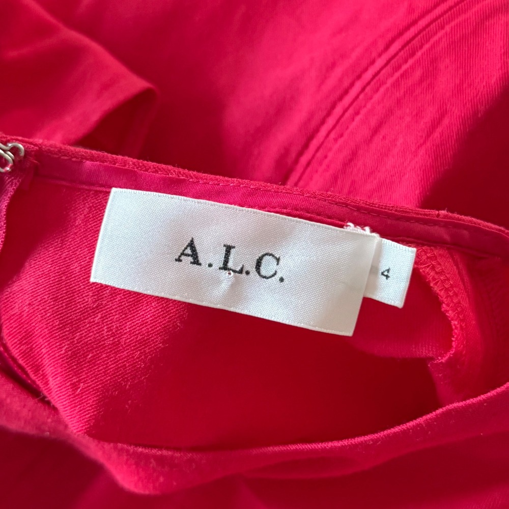 A.L.C. Valenti Puff Voluminous Sleeve Mini Dress in Fluor Red - 4 - Picture 4 of 6